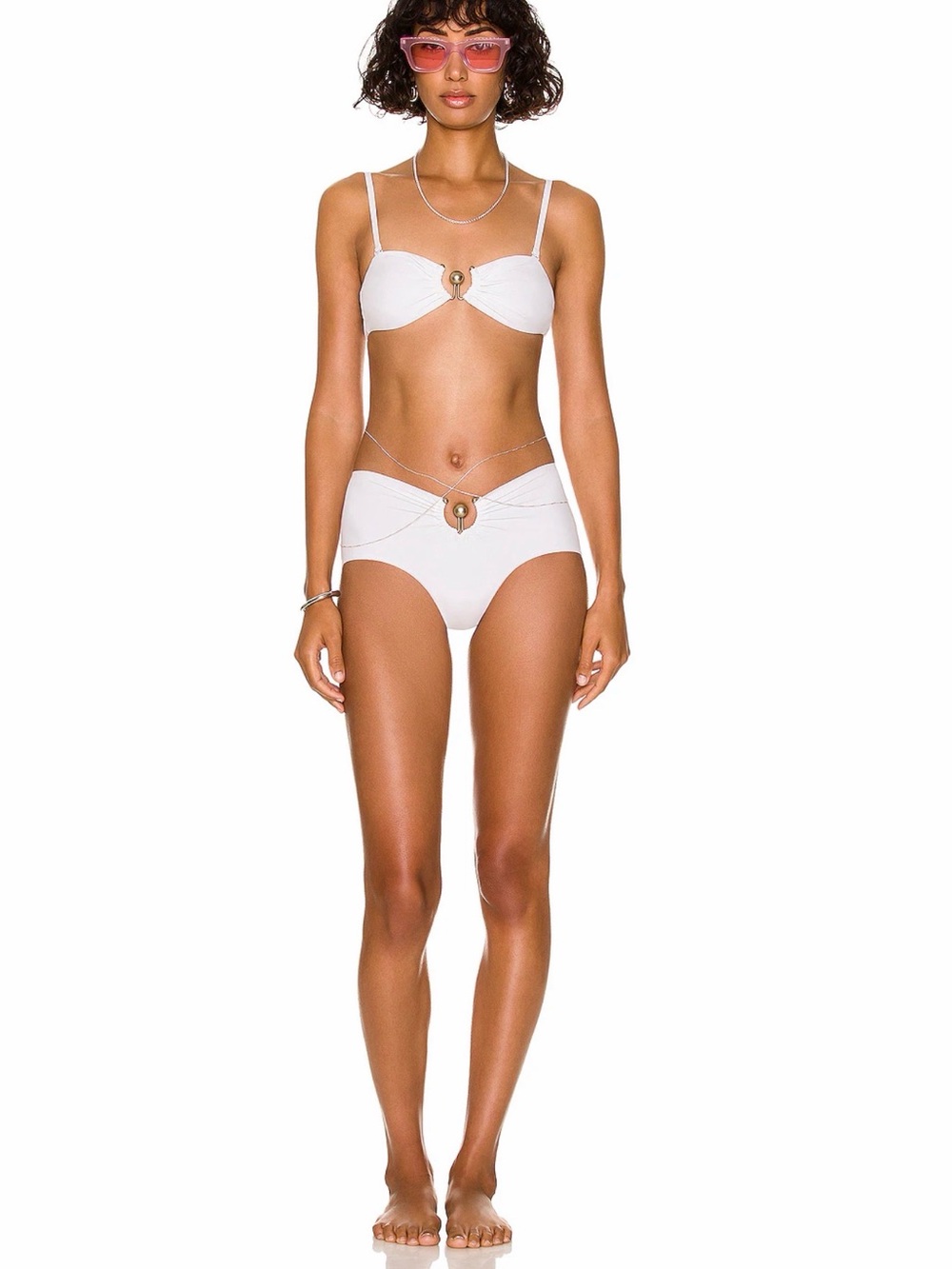 Christopher Esber Orbit Ruched High Brief White Ring-Detail US0 AU4 NWT